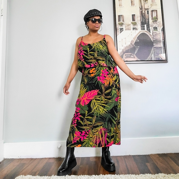 European Tropical Print Midi Dress, 12 - Picture 2 of 10